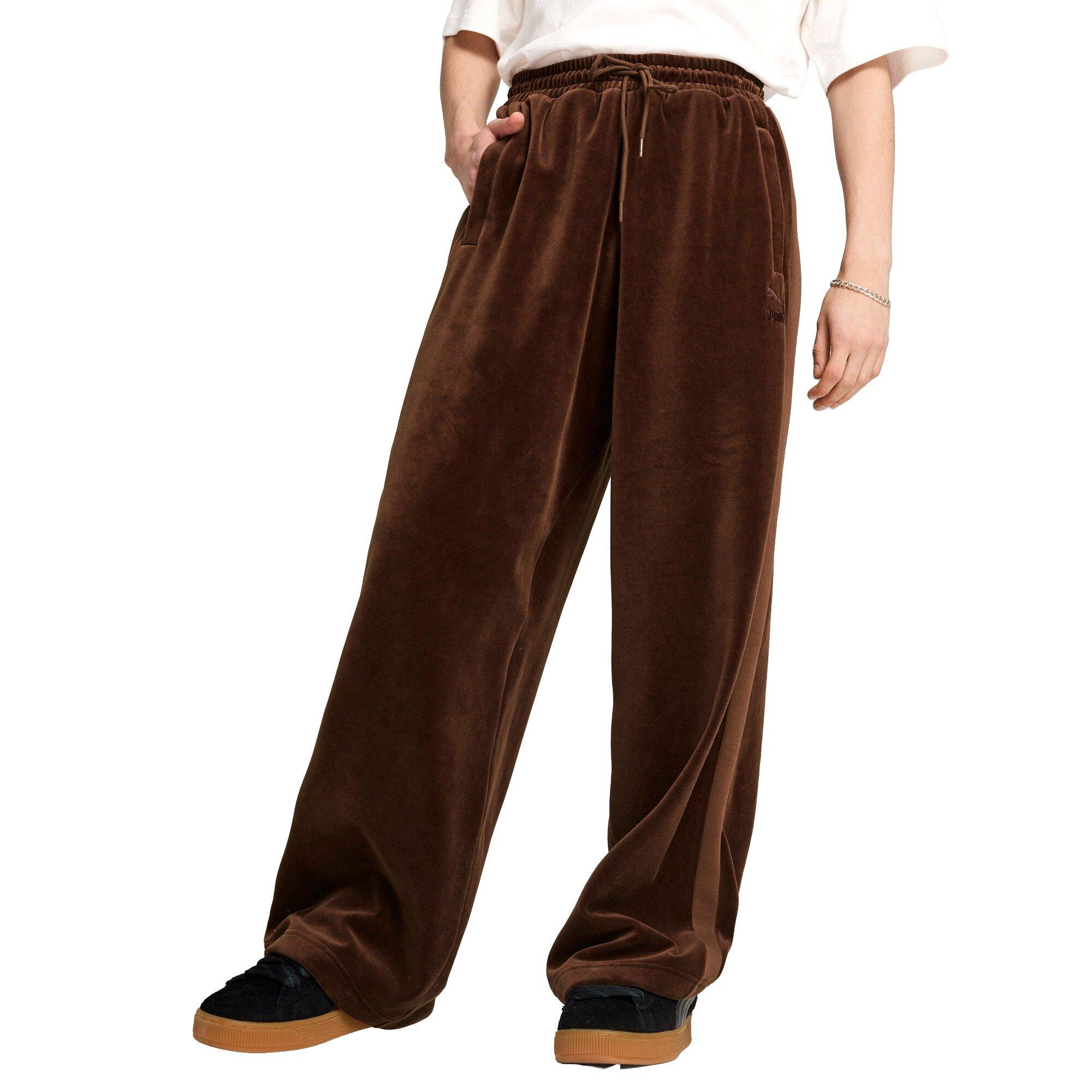 PUMA Men's T7 Oversized Velour Track Pants -Brown
